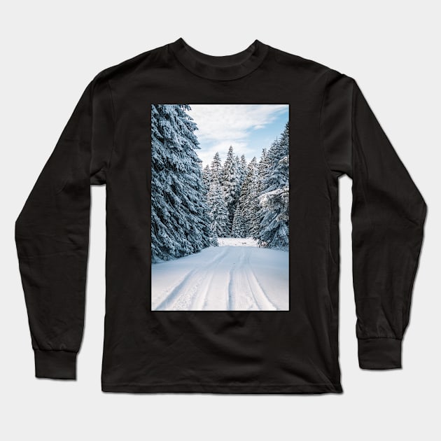 A photo of snow field near trees Long Sleeve T-Shirt by à la mode !